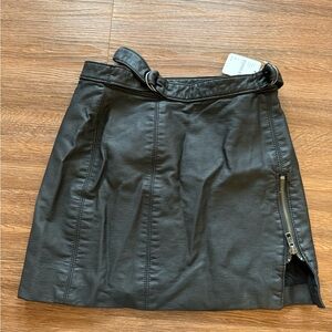 Free People Black Faux Leather Mini Skirt